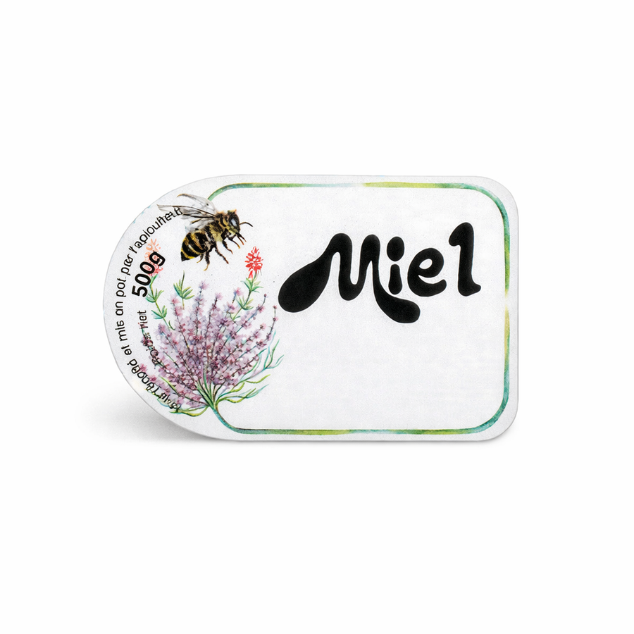 Etiquette adhésive - abeilles/fleurs - 250 g par 100