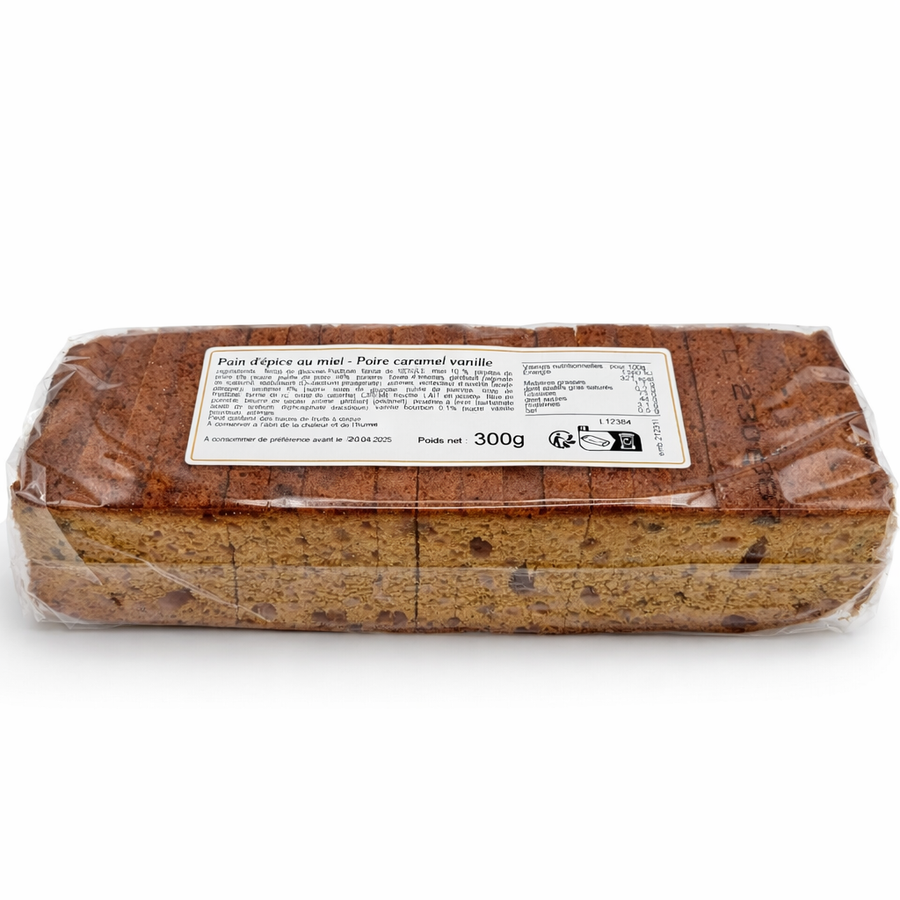 Pain d'épices poire/caramel/vanille - 300 g