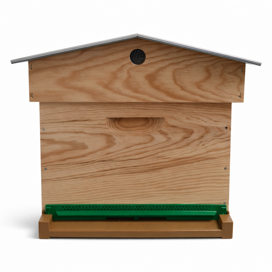 Ruche toit chalet/assemblage mi-bois/fond plastique