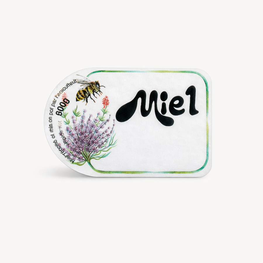 Etiquette adhésive - abeilles/fleurs - 1 kg par 100