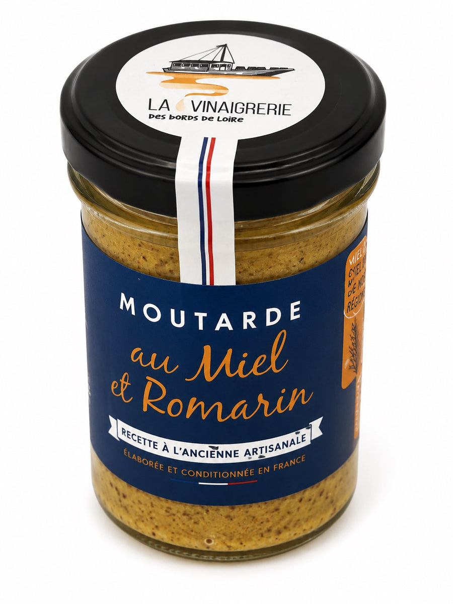 Moutarde au miel et romarin - fabrication artisanale - 200 gr