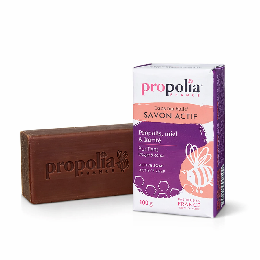 Savon actif propolis/miel/karité - 100 g