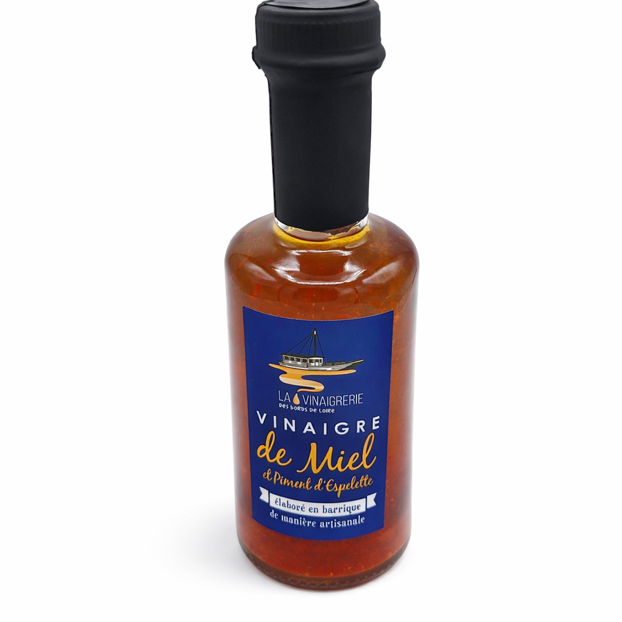 Vinaigre de miel d'Anjou et piment d'espelette - 25 cl - fabrication artisanale